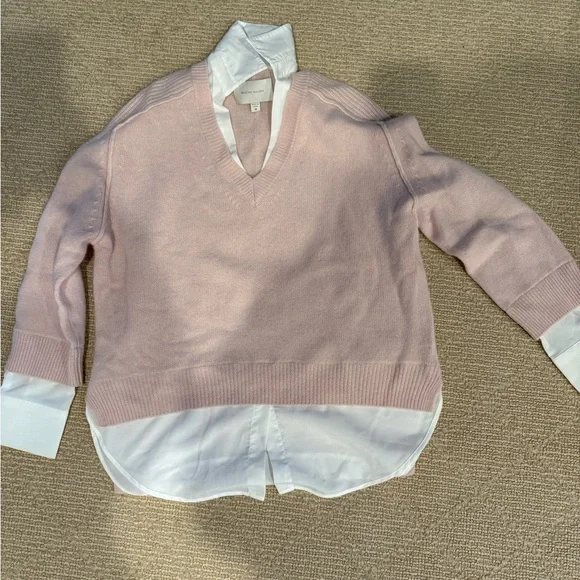 Brochu Walker l Looker Layered V-Neck Soft Pink Sweater